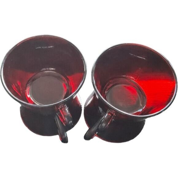 Anchor Hocking Royal Ruby Red Glass Coffee Cups Set Of 4 - Picture 3 of 6